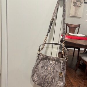 Michael Kors Gray Snake Print Shoulder or Crossover Bag